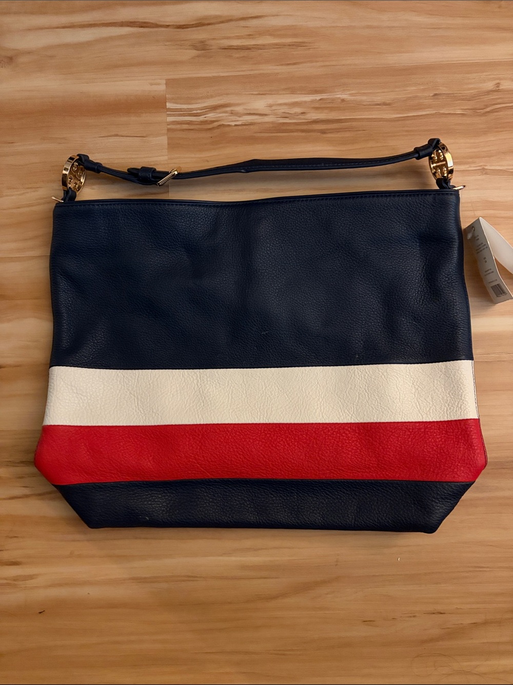Tory Burch Navy, White & Red Leather Shoulder Bag